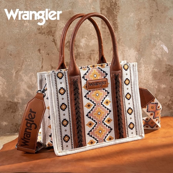 Wrangler Tote Bag for Women Western Shoulder Purses Boho Aztec Design - Picture 2 of 6